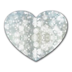 Light Circles, Blue Gray White Colors Heart Mousepads by picsaspassion