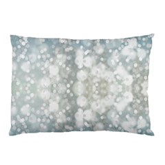 Light Circles, Blue Gray White Colors Pillow Case by picsaspassion