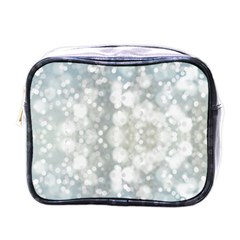 Light Circles, Blue Gray White Colors Mini Toiletries Bags