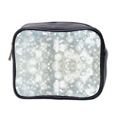 Light Circles, Blue Gray White Colors Mini Toiletries Bag 2-side