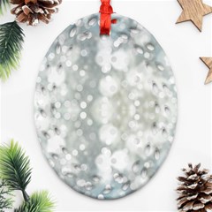 Light Circles, Blue Gray White Colors Ornament (oval Filigree) 