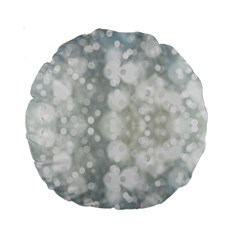 Light Circles, Blue Gray White Colors Standard 15  Premium Round Cushions