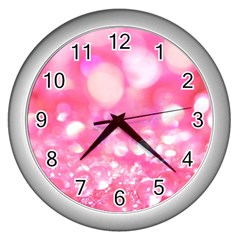 Pink Diamond  Wall Clocks (silver)  by Brittlevirginclothing