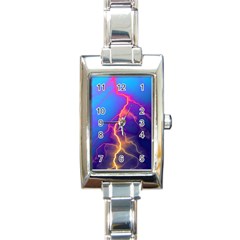 Lightning Colors, Blue Sky, Pink Orange Yellow Rectangle Italian Charm Watch by picsaspassion