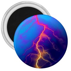 Lightning Colors, Blue Sky, Pink Orange Yellow 3  Magnets