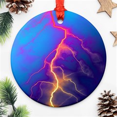 Lightning Colors, Blue Sky, Pink Orange Yellow Ornament (round) 