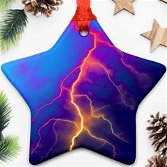 Lightning Colors, Blue Sky, Pink Orange Yellow Ornament (star) 