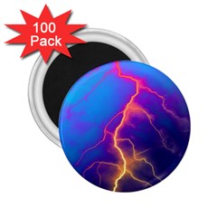 Lightning Colors, Blue Sky, Pink Orange Yellow 2 25  Magnets (100 Pack) 