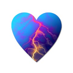 Lightning Colors, Blue Sky, Pink Orange Yellow Heart Magnet by picsaspassion