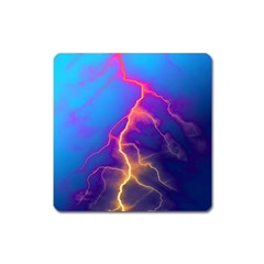 Lightning Colors, Blue Sky, Pink Orange Yellow Square Magnet