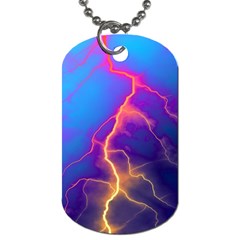 Lightning Colors, Blue Sky, Pink Orange Yellow Dog Tag (two Sides)