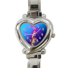 Lightning Colors, Blue Sky, Pink Orange Yellow Heart Italian Charm Watch by picsaspassion