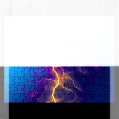 Lightning Colors, Blue Sky, Pink Orange Yellow Rectangular Jigsaw Puzzl by picsaspassion