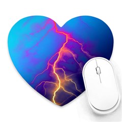 Lightning Colors, Blue Sky, Pink Orange Yellow Heart Mousepads