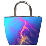 Lightning colors, blue sky, pink orange yellow Bucket Bags Back