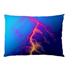 Lightning Colors, Blue Sky, Pink Orange Yellow Pillow Case