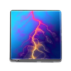 Lightning Colors, Blue Sky, Pink Orange Yellow Memory Card Reader (square) by picsaspassion