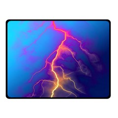 Lightning Colors, Blue Sky, Pink Orange Yellow Fleece Blanket (small)