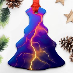 Lightning Colors, Blue Sky, Pink Orange Yellow Christmas Tree Ornament (2 Sides)