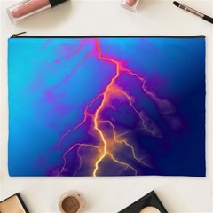 Lightning Colors, Blue Sky, Pink Orange Yellow Cosmetic Bag (xxxl) 