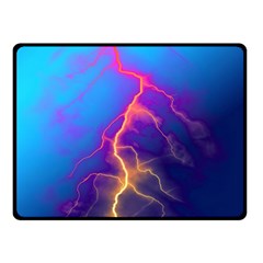 Lightning Colors, Blue Sky, Pink Orange Yellow Double Sided Fleece Blanket (small) 