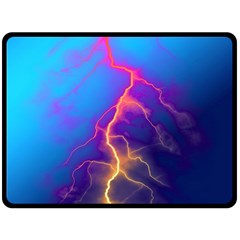 Lightning Colors, Blue Sky, Pink Orange Yellow Double Sided Fleece Blanket (large) 