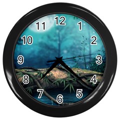 Mysterious Fantasy Nature  Wall Clocks (black) by Brittlevirginclothing