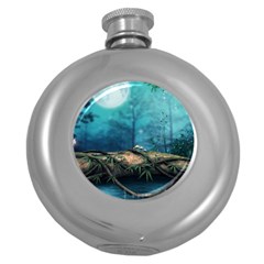 Mysterious Fantasy Nature  Round Hip Flask (5 Oz) by Brittlevirginclothing