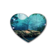 Mysterious Fantasy Nature  Heart Coaster (4 Pack)  by Brittlevirginclothing