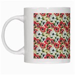 Gorgeous Red Flower Pattern White Mugs Left