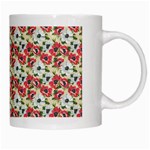 Gorgeous Red Flower Pattern White Mugs Right