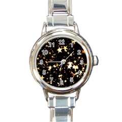 Golden Stars In The Sky Round Italian Charm Watch