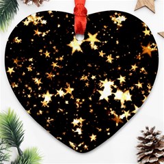 Golden Stars In The Sky Ornament (heart) 