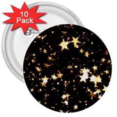 Golden Stars In The Sky 3  Buttons (10 Pack) 