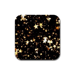 Golden Stars In The Sky Rubber Square Coaster (4 Pack) 