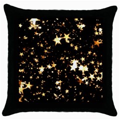 Golden Stars In The Sky Throw Pillow Case (black)