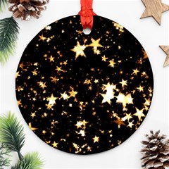 Golden Stars In The Sky Round Ornament (two Sides) 