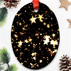 Golden Stars In The Sky Oval Ornament (two Sides)