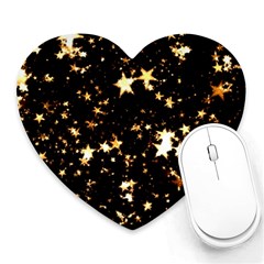 Golden Stars In The Sky Heart Mousepads