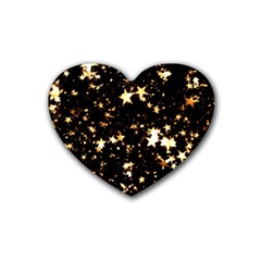 Golden Stars In The Sky Rubber Coaster (heart) 