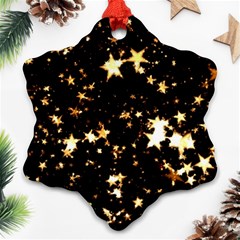 Golden Stars In The Sky Snowflake Ornament (2-side)