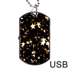 Golden Stars In The Sky Dog Tag Usb Flash (one Side)