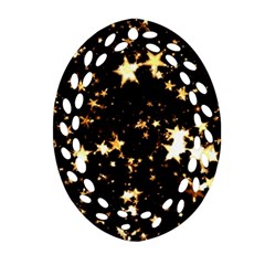 Golden Stars In The Sky Oval Filigree Ornament (2-side) 