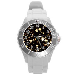 Golden Stars In The Sky Round Plastic Sport Watch (l)