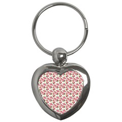 Gorgeous Pink Flower Pattern Key Chains (heart)  by Brittlevirginclothing