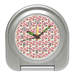 Gorgeous Pink Flower Pattern Travel Alarm Clocks by Brittlevirginclothing