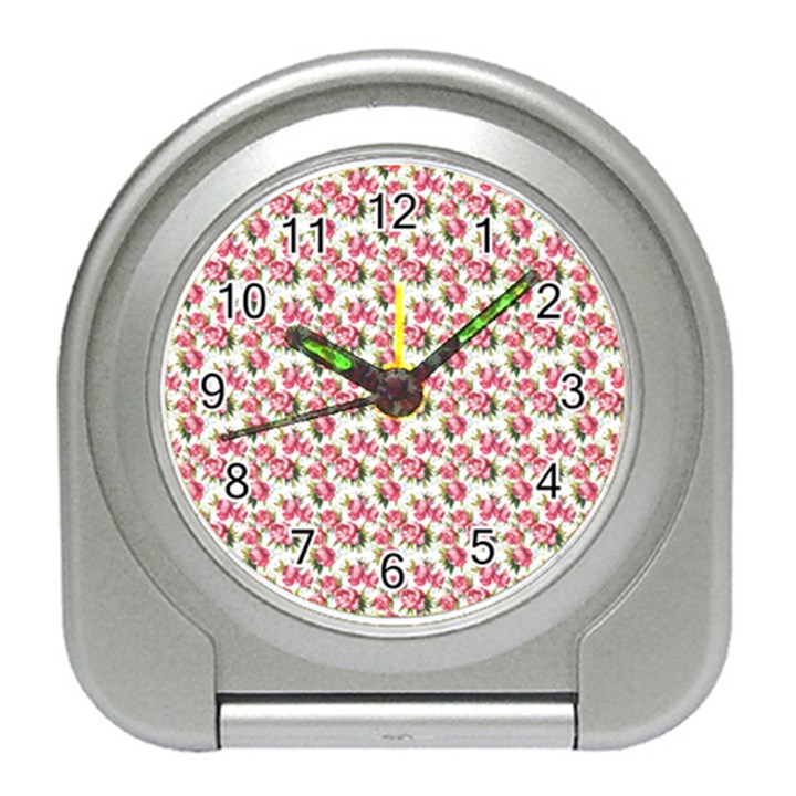 Gorgeous Pink Flower Pattern Travel Alarm Clocks