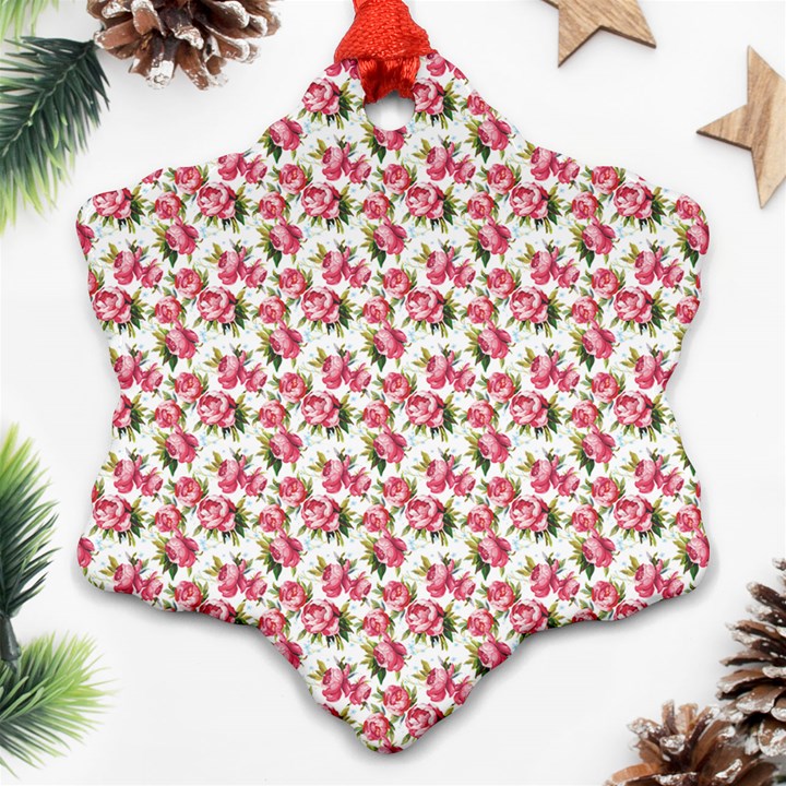 Gorgeous Pink Flower Pattern Ornament (Snowflake) 