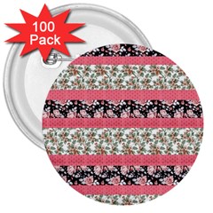 Cute Flower Pattern 3  Buttons (100 Pack)  by Brittlevirginclothing