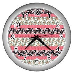 Cute Flower Pattern Wall Clocks (silver)  by Brittlevirginclothing